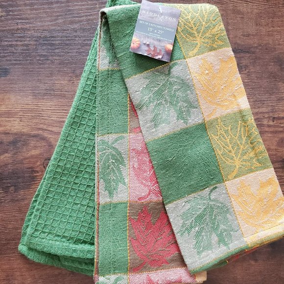 Autumn Leaves Kitchen Set, 4pc, Towels Mitt Potholder, Pumpkin Fall Decor - Picture 6 of 8